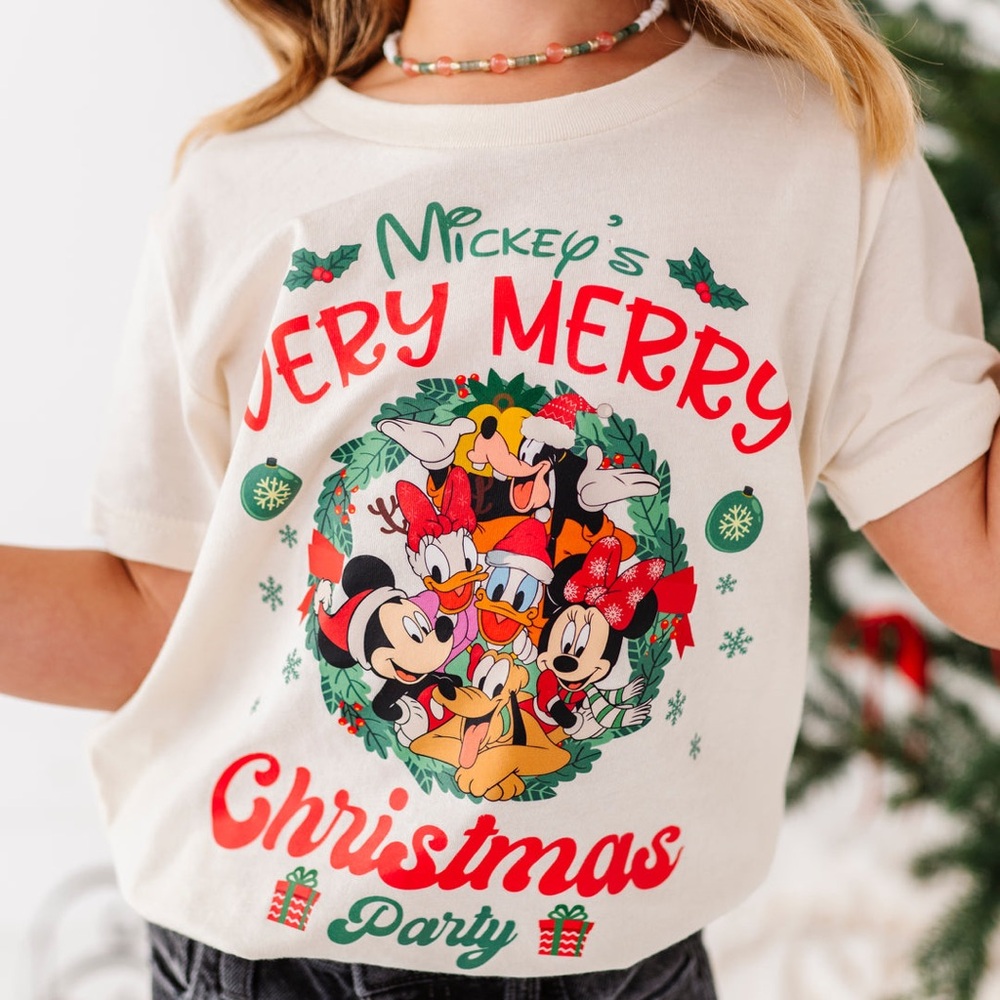 Disney Mickey Mouse Very Merry Christmas Kids T-Shirt - Cream